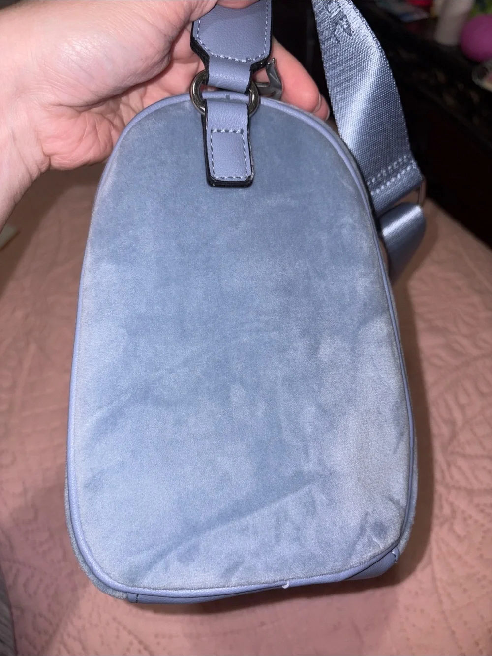 Juicy Couture Pale Blue Velvet Crossbody Bag